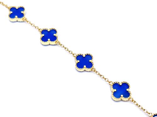 Silver Gold Plated Blue Multi Clover Bracelet