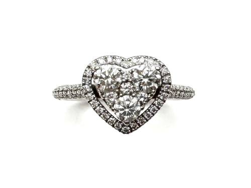 18ct White Gold Diamond Heart Ring