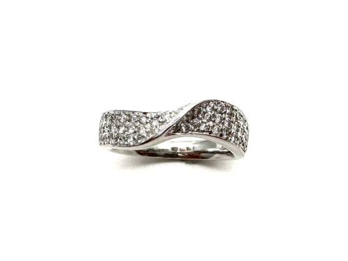 18ct White Gold Diamond Wishbone Ring