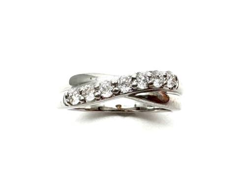 18ct White Gold Diamond Crossover Ring