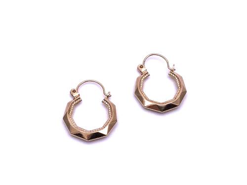 9ct Yellow Gold Hexagonal Hoop Earrings