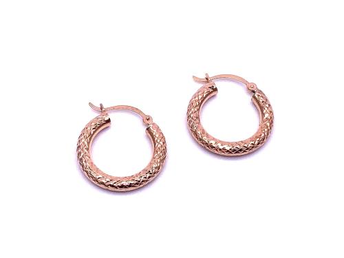 9ct Rose Gold Diamond Cut Hoops