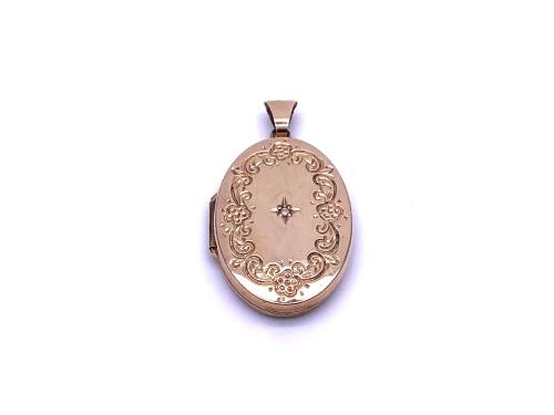 9ct Yellow Gold Oval Diamond Locket