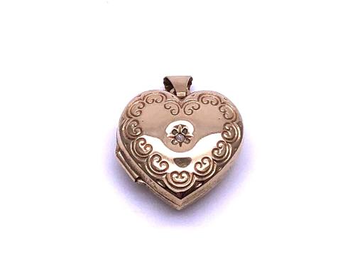 9ct Yellow Gold Diamond Heart Locket