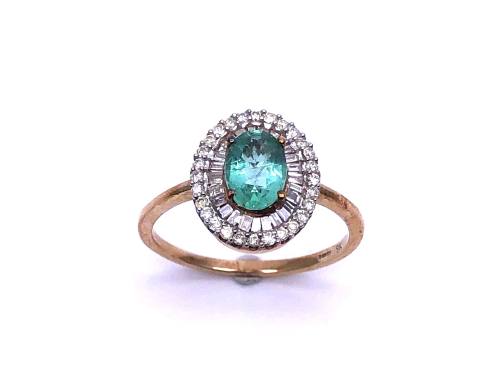 9ct Yellow Gold Emerald & Diamond Ring