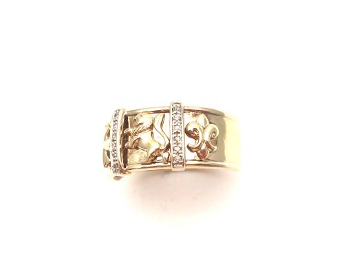 9ct Yellow Gold Diamond Lion Ring