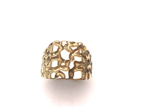 9ct Bark Effect Gents Ring
