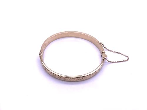 9ct Yellow Gold Hinged Patterned Bangle