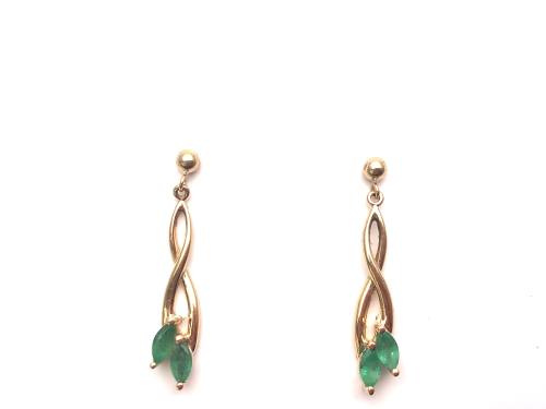 14ct Emerald Drop Stud Earrings