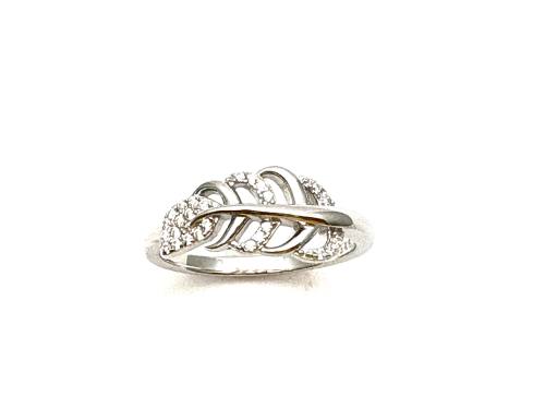Silver CZ Leaf Ring
