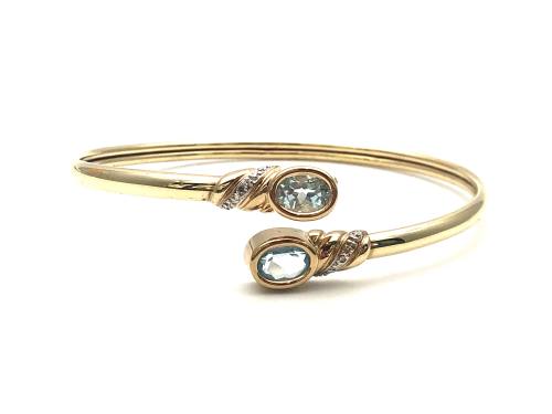 9ct Blue Topaz and Diamond Bangle