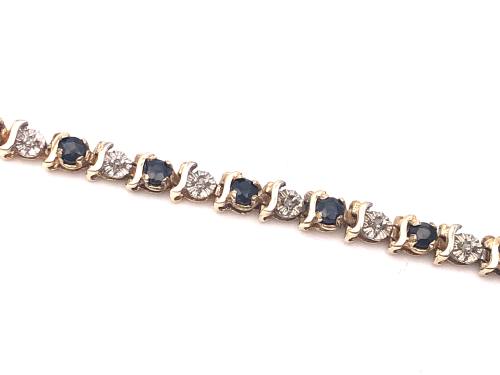 9ct Sapphire & Diamond Bracelet 7 1/2