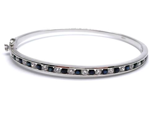 Silver Sapphire & CZ Channel Set Bangle
