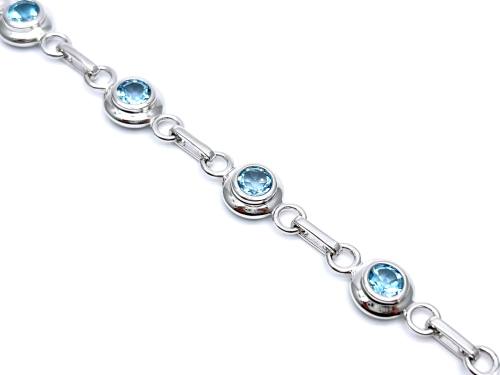 Silver Round Blue Topaz Bracelet