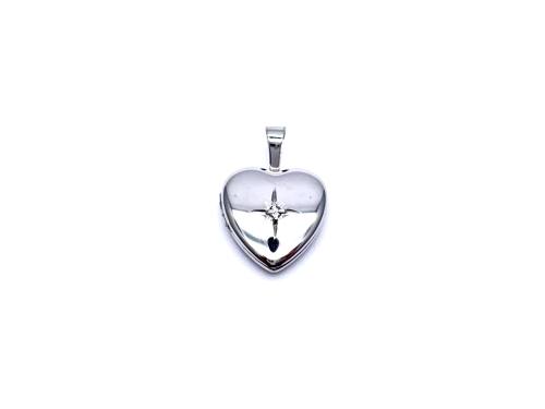 Silver Diamond Heart Locket