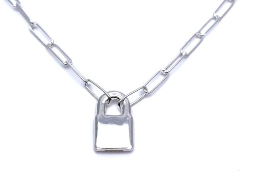Silver Padlock Necklet 16-18 Inch