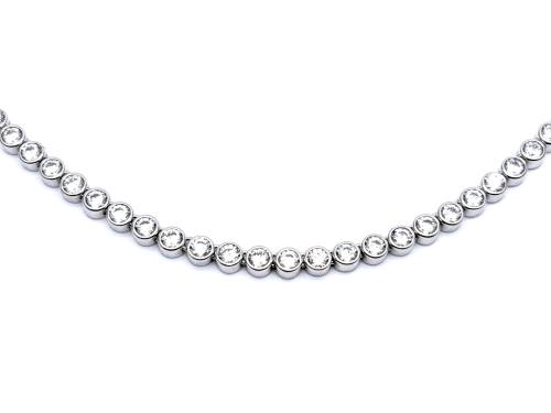 Silver Rubover CZ Tennis Necklet 16 Inch