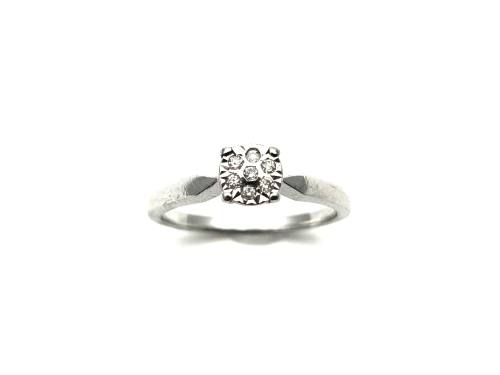 9ct White Gold Diamond Cluster Ring