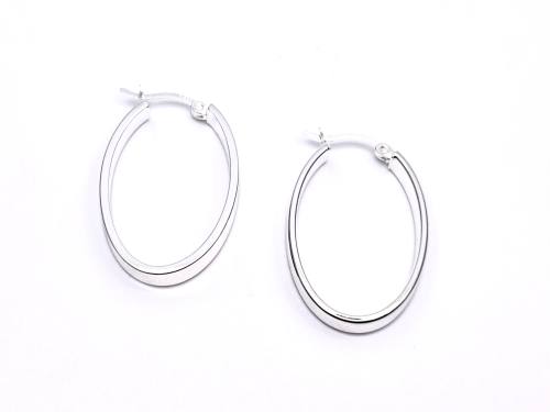Silver Oval Plain Hoop Earrings