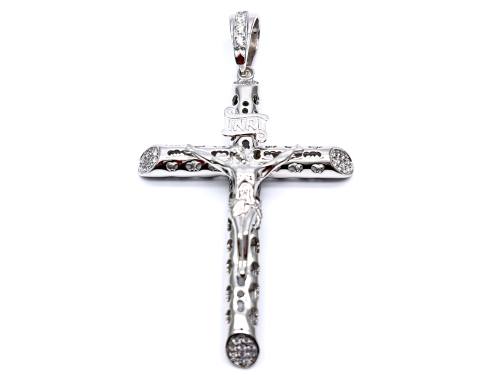 Silver CZ Crucifix Cross Pendant