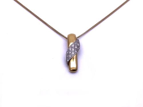 9ct Yellow Gold Diamond Pendant & Chain