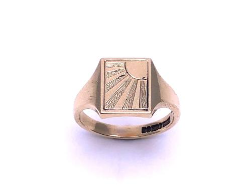 9ct Yellow Gold Engraved Signet Ring