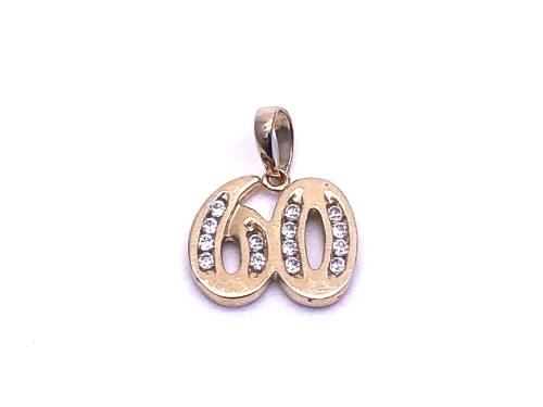 14ct Yellow Gold CZ '60' Pendant