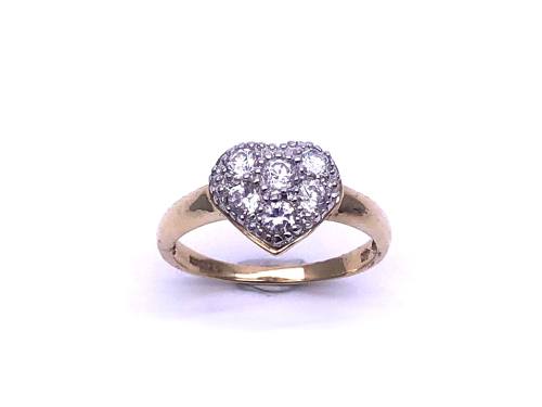 9ct Yellow Gold CZ Heart Cluster Ring