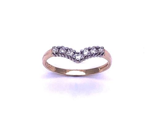 14ct Yellow Gold CZ Wishbone Ring