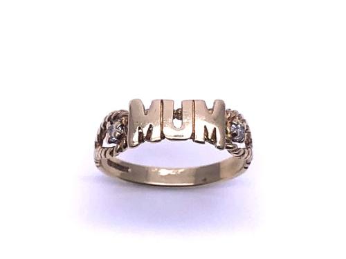 9ct Yellow Gold CZ 'MUM' Ring