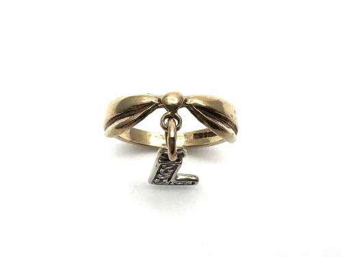 9ct Yellow Gold CZ Initial 'L' Ring