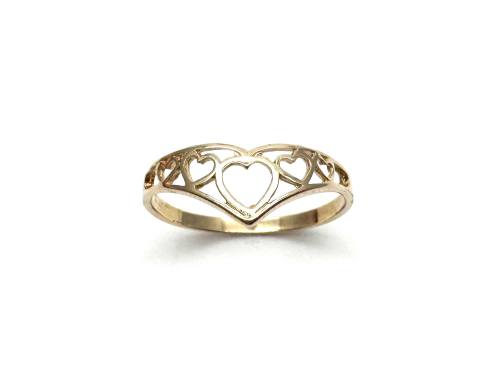 9ct Yellow Gold Heart Wishbone Ring