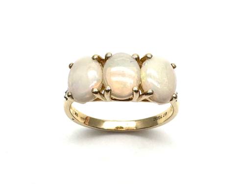 9ct Yellow Gold CZ & Opal Ring