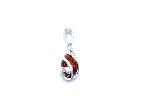 Silver Amber Swirl Pendant