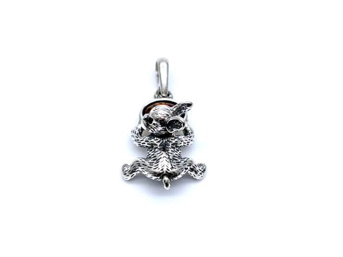 Silver Amber Frenchie Bulldog Puppy Pendant