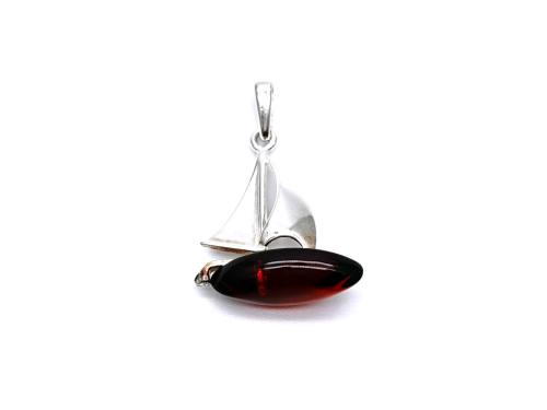 Silver Cherry Amber Yacht Pendant