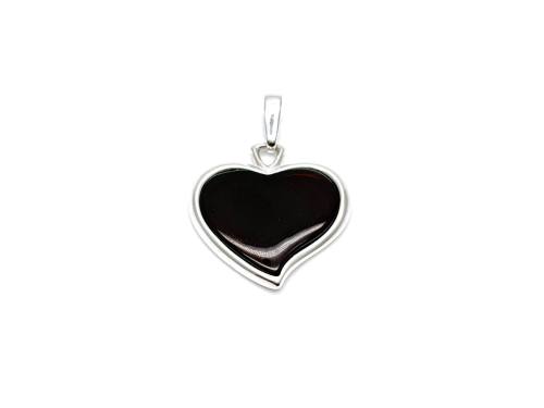 Silver Cherry Amber Heart Pendant