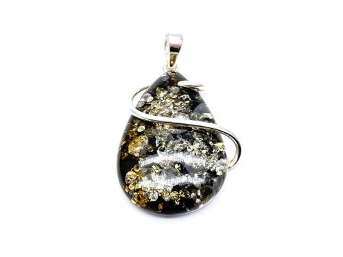 Green Amber Teardrop Pendant