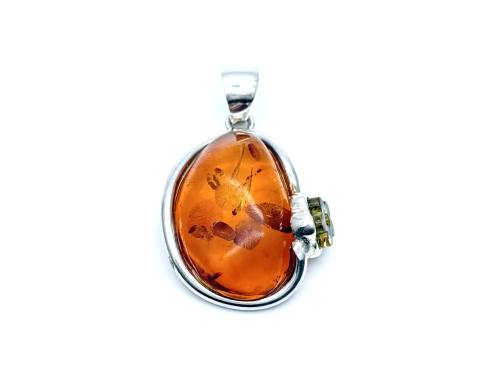 Multi Amber Oval Flower Pendant