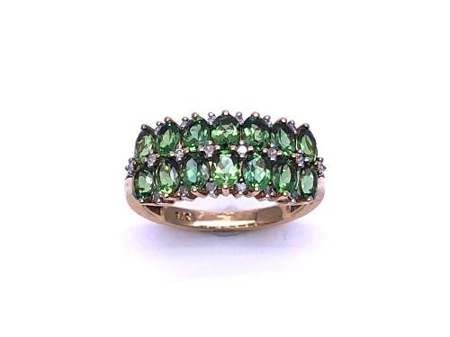 9ct Chrome Diopside & Diamond Ring