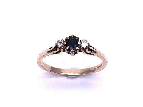 9ct Sapphire & Diamond 3 Stone Ring