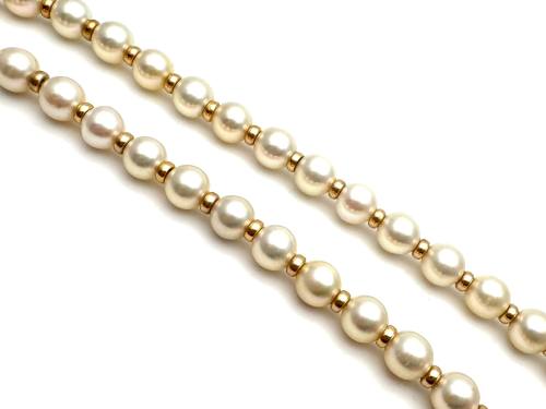 9ct Pearl & Bead Necklet 16 Inch