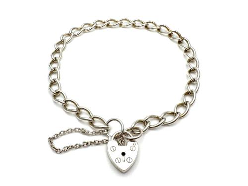 Silver Curb Padlock Charm Bracelet