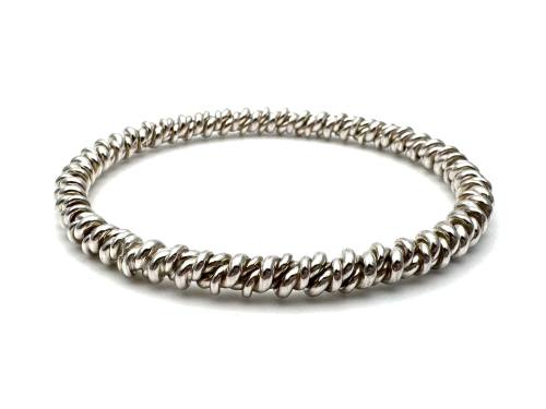 Silver Solid Twisted Bangle 65mm