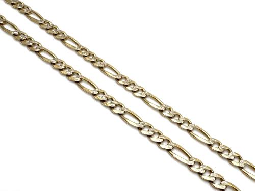 9ct Yellow Gold Pave Figaro Chain