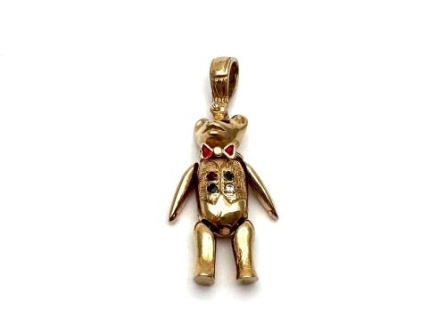 9ct CZ Moveable Teddy Bear Pendant