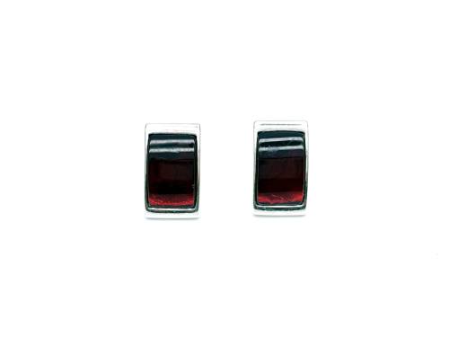 Silver Cherry Amber Oblong Stud Earrings