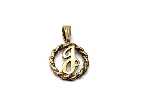 9ct Yellow Gold Initial 'J' Pendant