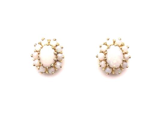 18ct Opal Cluster Stud Earrings 12x14mm