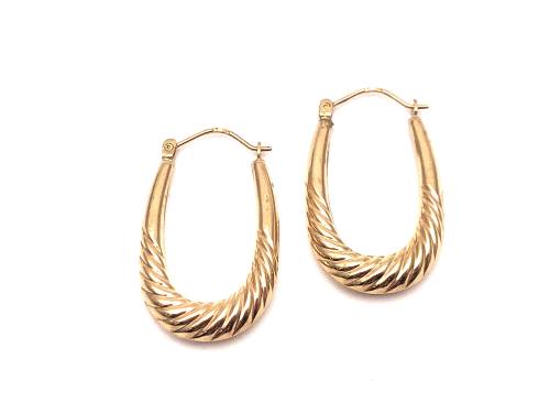 9ct Yellow Gold Oval Hoop Earrings